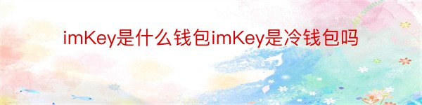 imKey是什么钱包imKey是冷钱包吗
