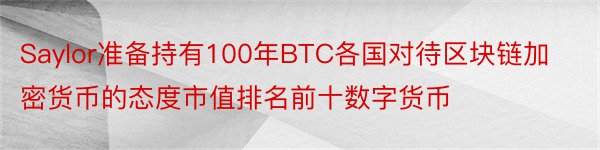 Saylor准备持有100年BTC各国对待区块链加密货币的态度市值排名前十数字货币