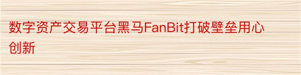 数字资产交易平台黑马FanBit打破壁垒用心创新