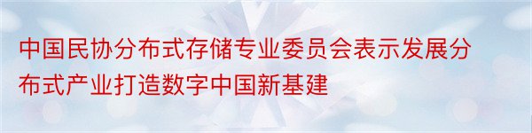 中国民协分布式存储专业委员会表示发展分布式产业打造数字中国新基建